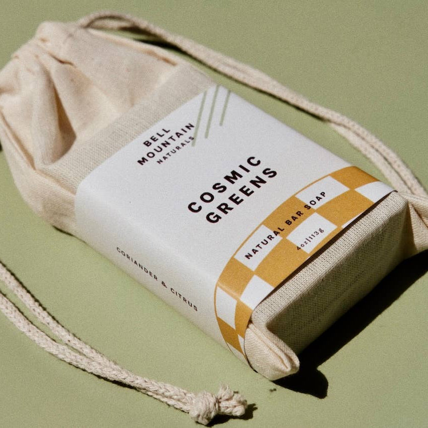 COSMIC GREENS bar soap. Earth friendly, palm free, vegan.