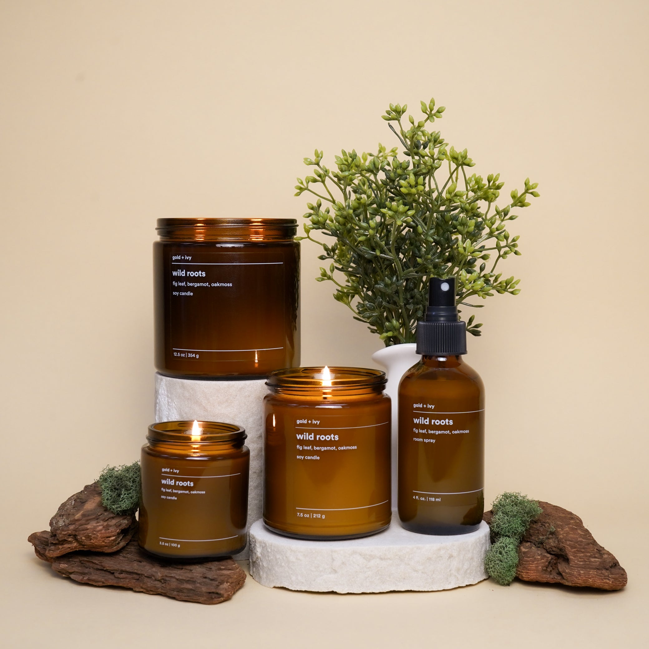 wild roots room + linen spray – gold + ivy