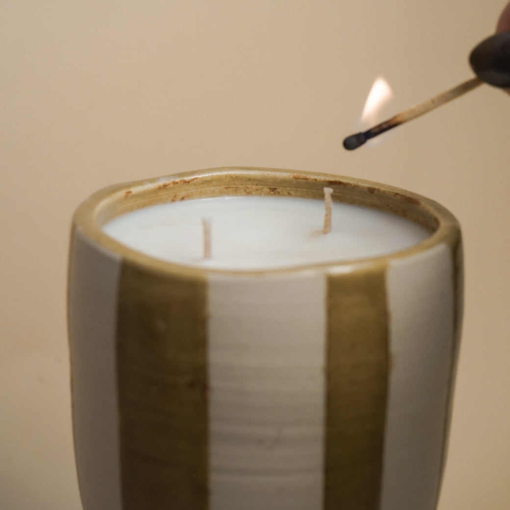 handmade ceramic candle (gold + ivy x hfb ceramics)